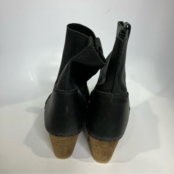 Sanita Juna wooden heel clog boots black leather size 10 pull on boots - Picture 5 of 8